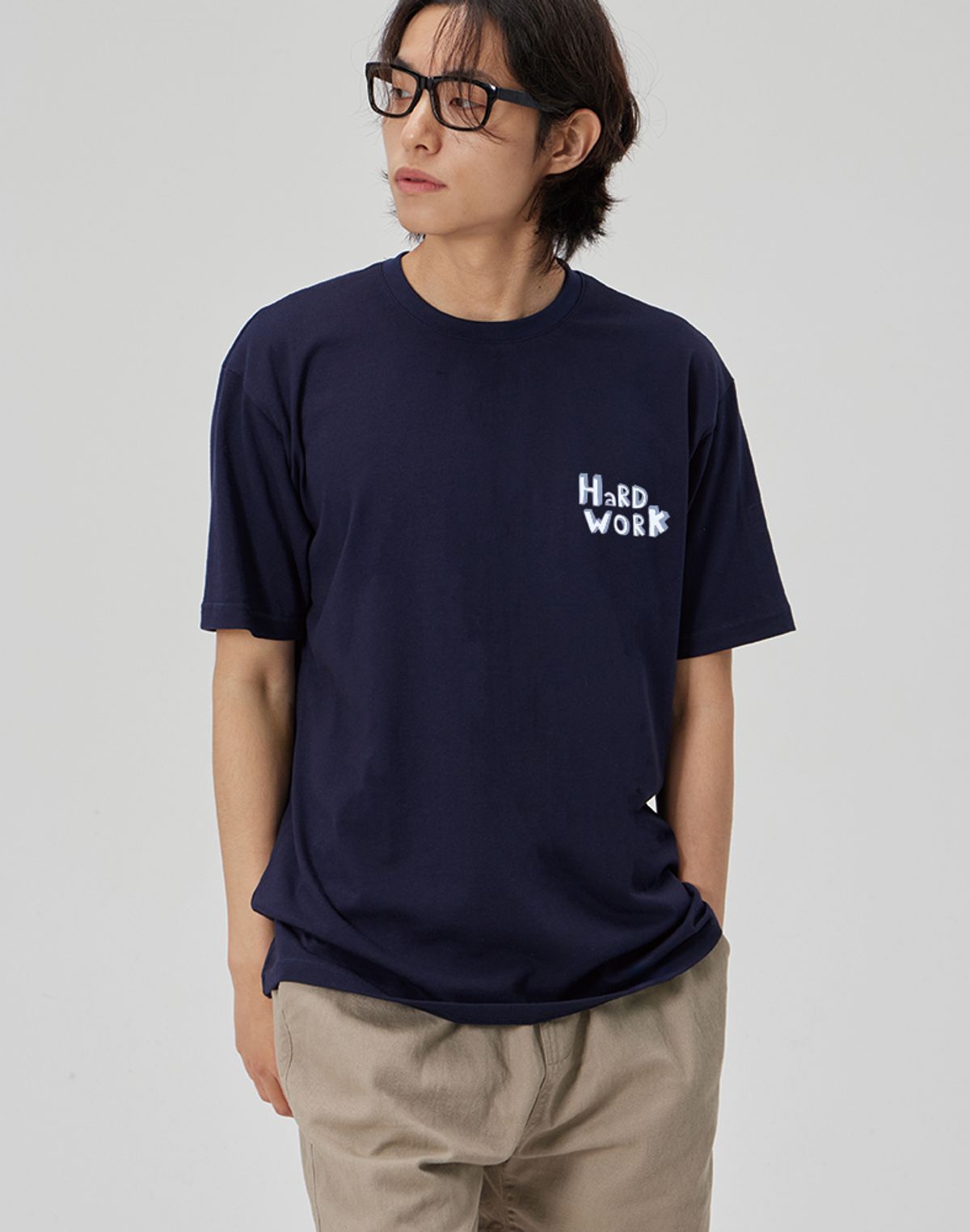 메이킷투(MAKEITTO) [HARD WORK] CREW NECK TEE_NAVY