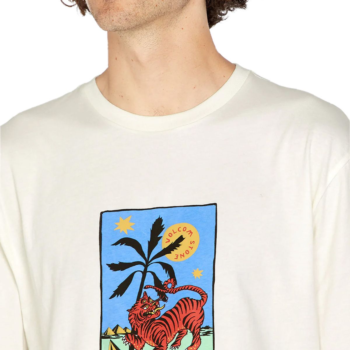 볼컴(VOLCOM) 타로 타이거 반팔 티셔츠(오프화이트)