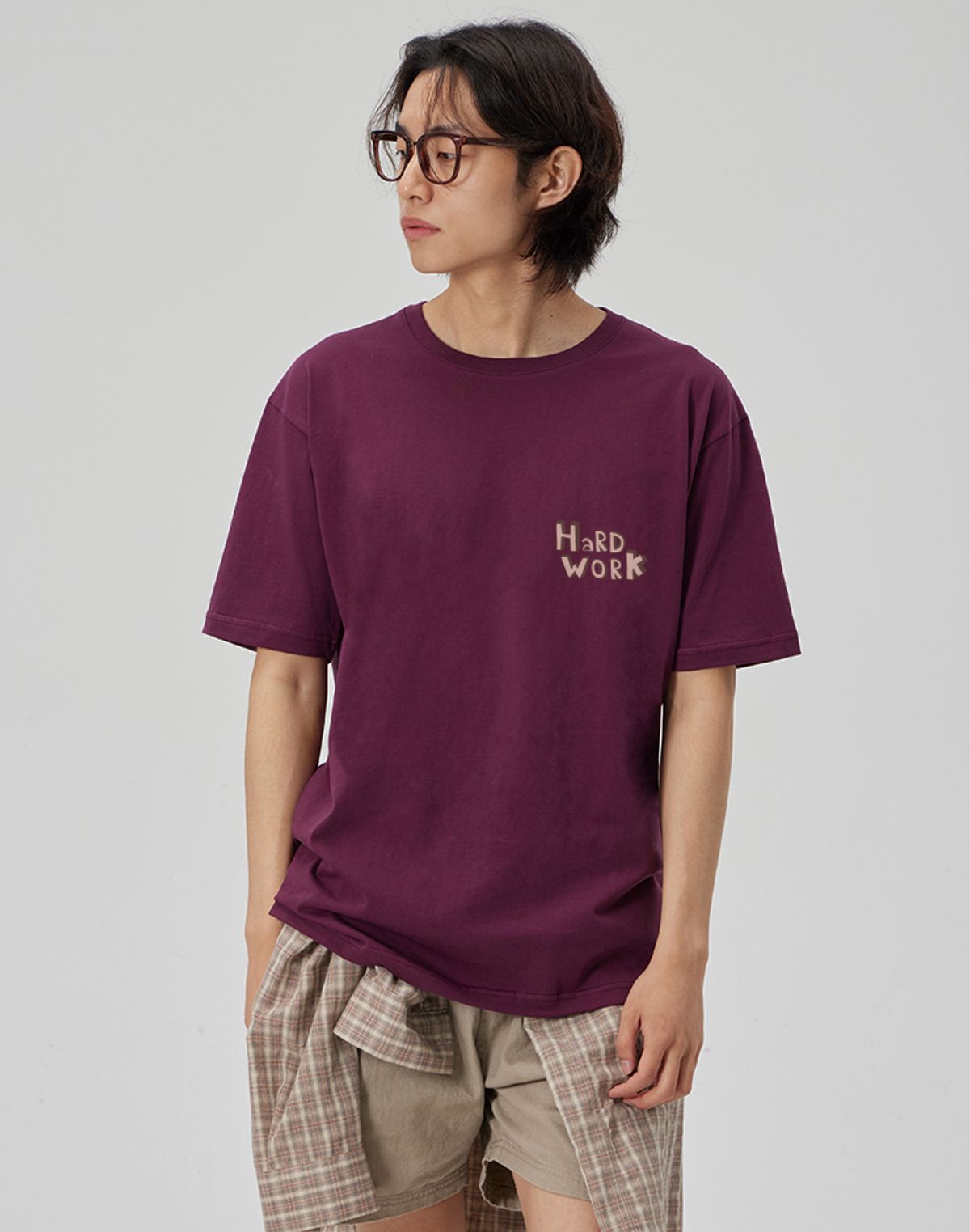 메이킷투(MAKEITTO) [HARD WORK] CREW NECK TEE_WINE