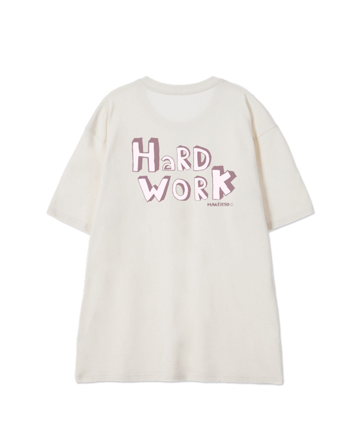 메이킷투(MAKEITTO) [HARD WORK] CREW NECK TEE_CREAM