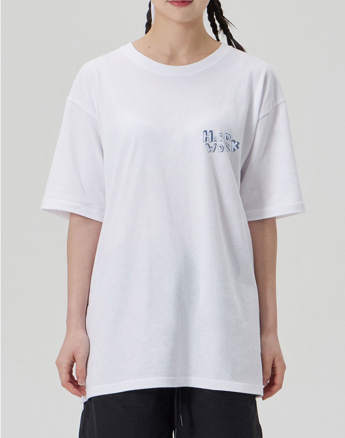 메이킷투(MAKEITTO) [HARD WORK] CREW NECK TEE_WHITE