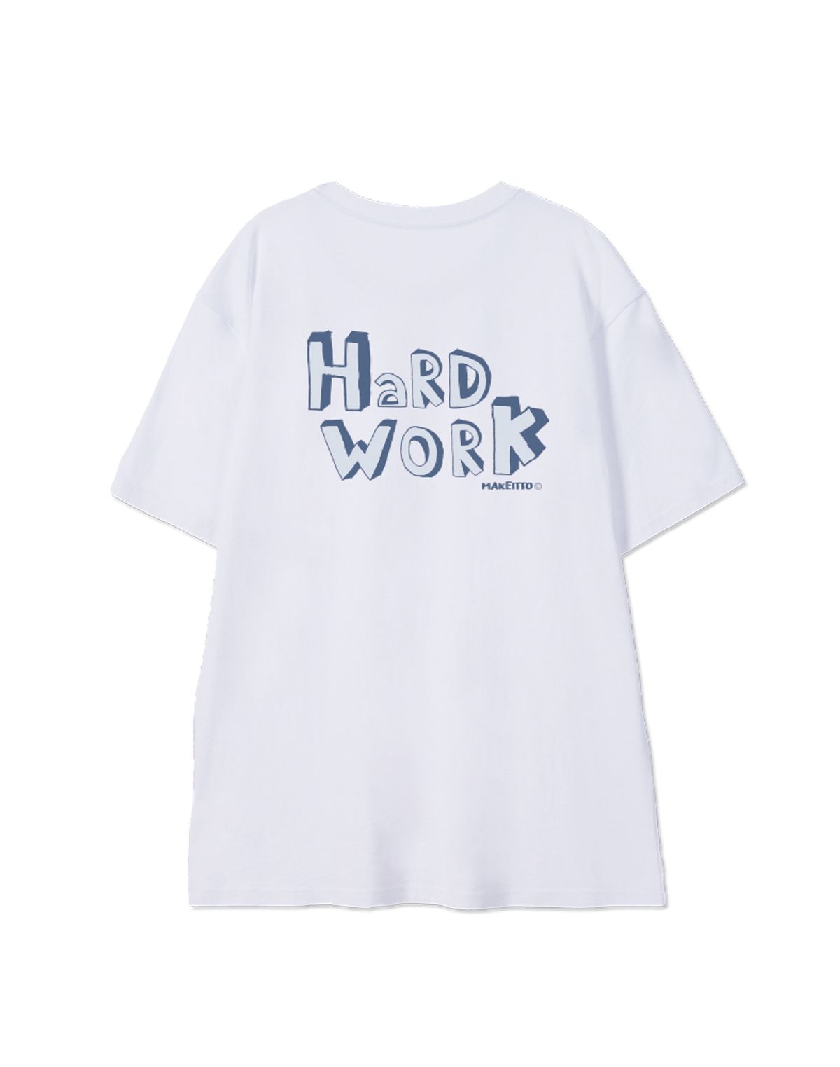 메이킷투(MAKEITTO) [HARD WORK] CREW NECK TEE_WHITE