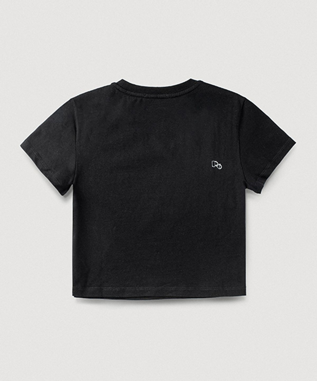 뢰브(ROVVE) Cropped Cut Off Logo T-shirt (Black)