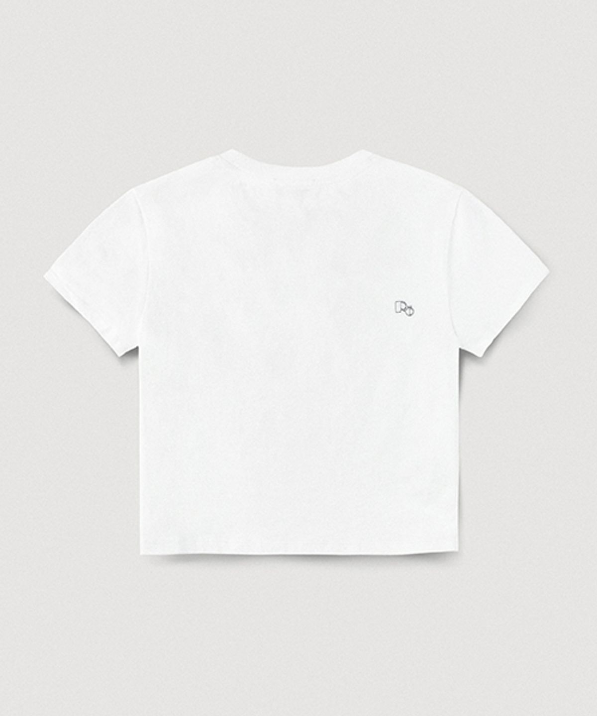 뢰브(ROVVE) Cropped Cut Off Logo T-shirt (White)
