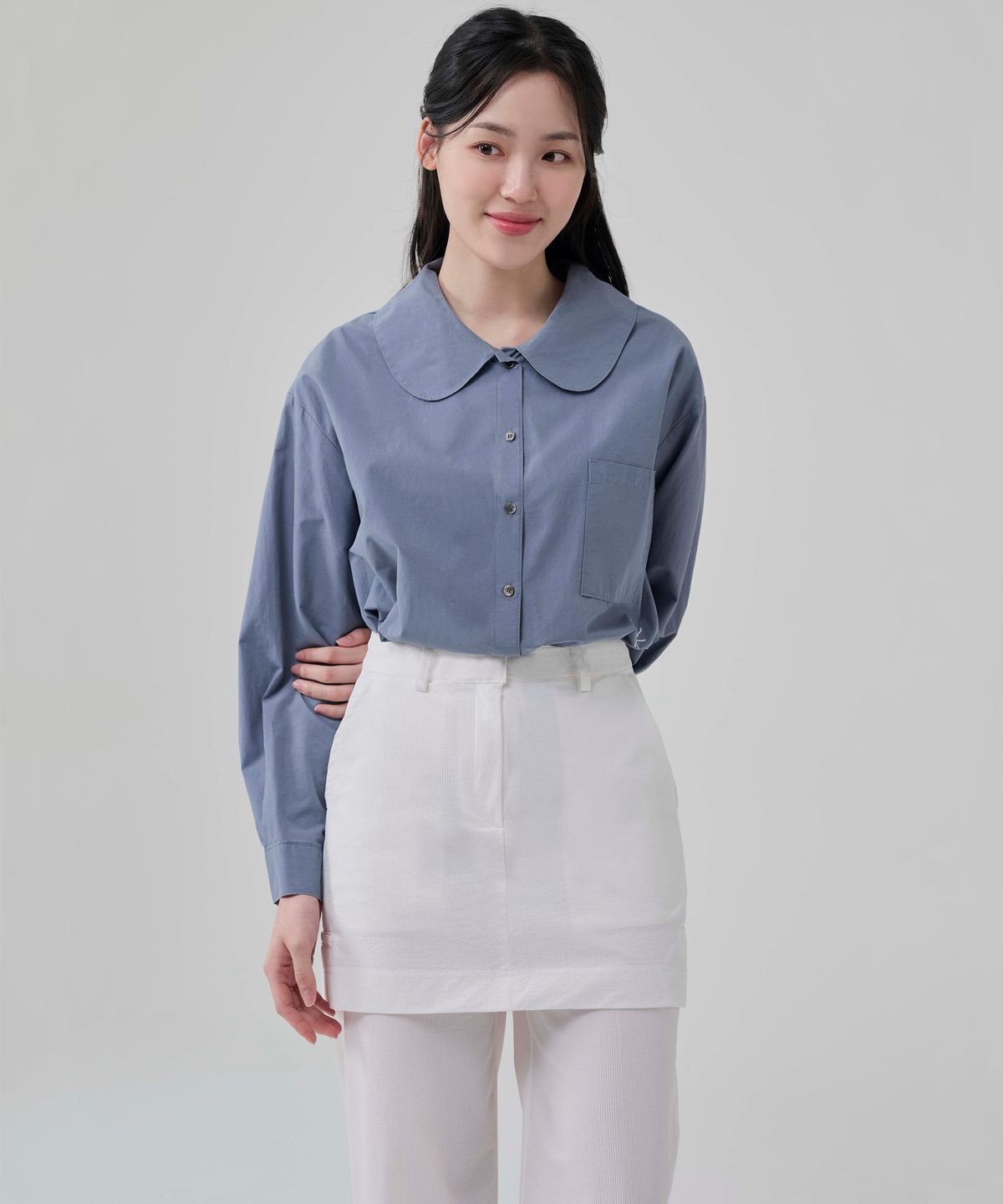 혜영킴(HYEYEONG KIM) 나일론 스커트 레이어드 트라우저-화이트