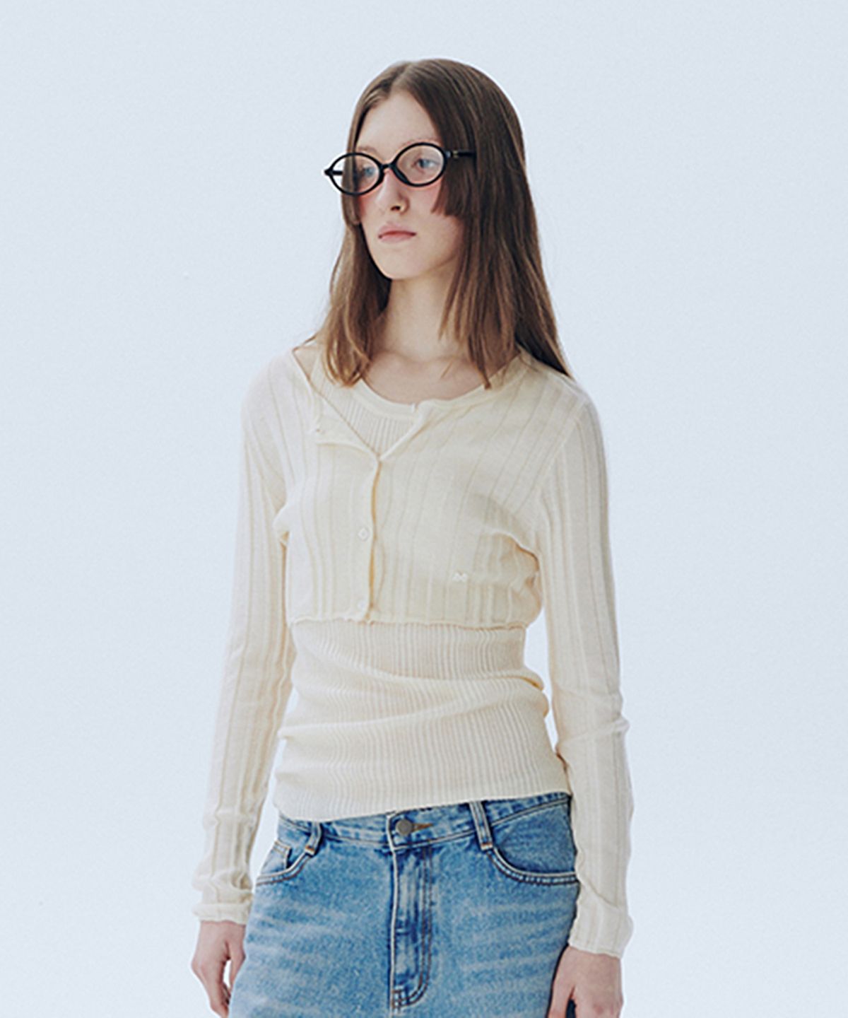 아위(AHWE) Ribbed Knit Set-Up_LIGHT BEIGE