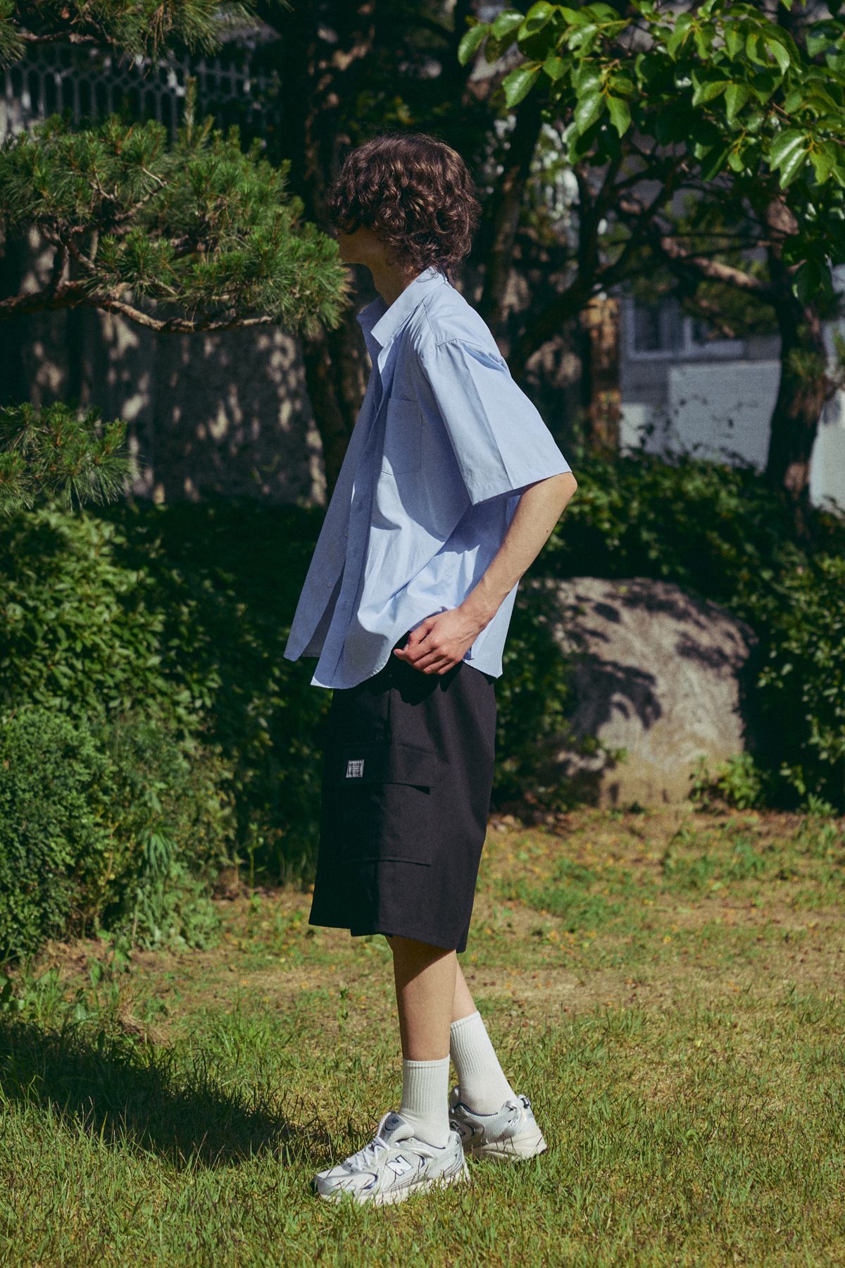후러브스아트(WHOLOVESART) 카고 버뮤다 밴딩 팬츠 블랙