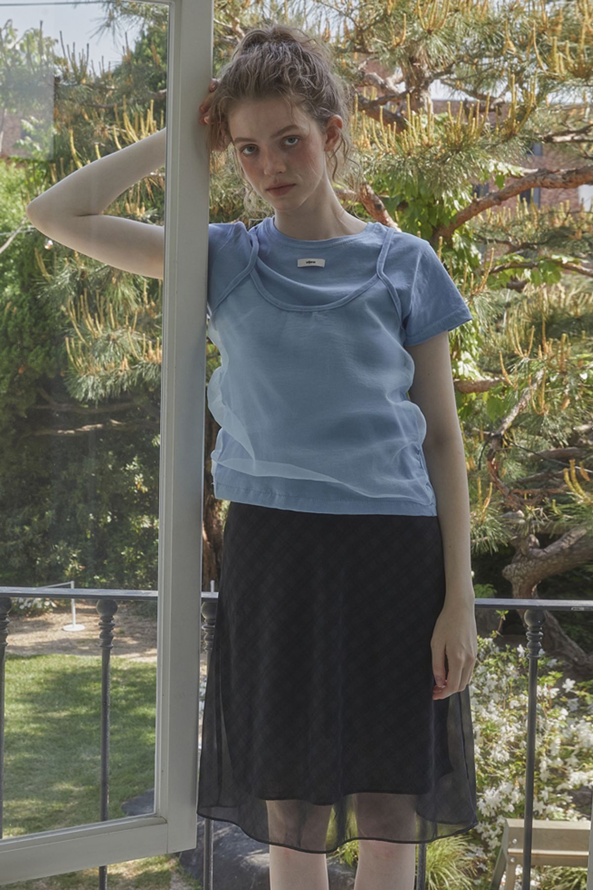 레터리(LETERIE) CHECK MIDE SKIRT_NAVY