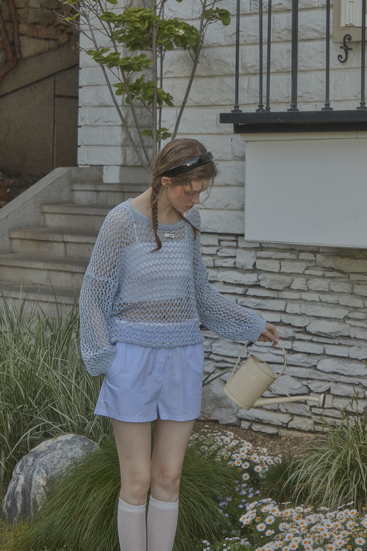 레터리(LETERIE) STRIPE BRIEF SHORTS_BLUE