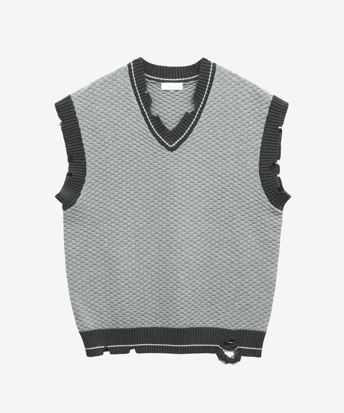 데이(THEY) [함준수] 데미지 컬러 베스트_GRAY MELANGE