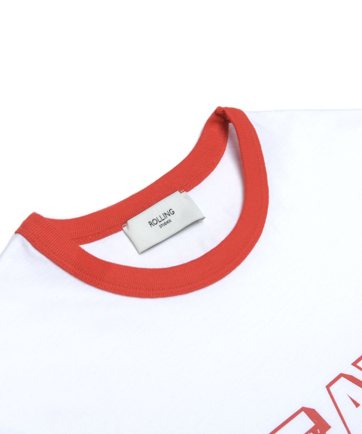 롤링스튜디오(ROLLINGSTUDIOS) LEAVE ME ALONE RINGER T-SHIRT WHITE