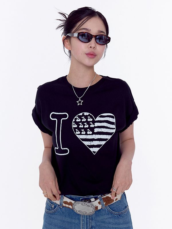 ☆KIRSH☆ I Love Kirsch T-Shirt Black MUSINSA | KIRSH I Love Kirsh T-shirt [Black]