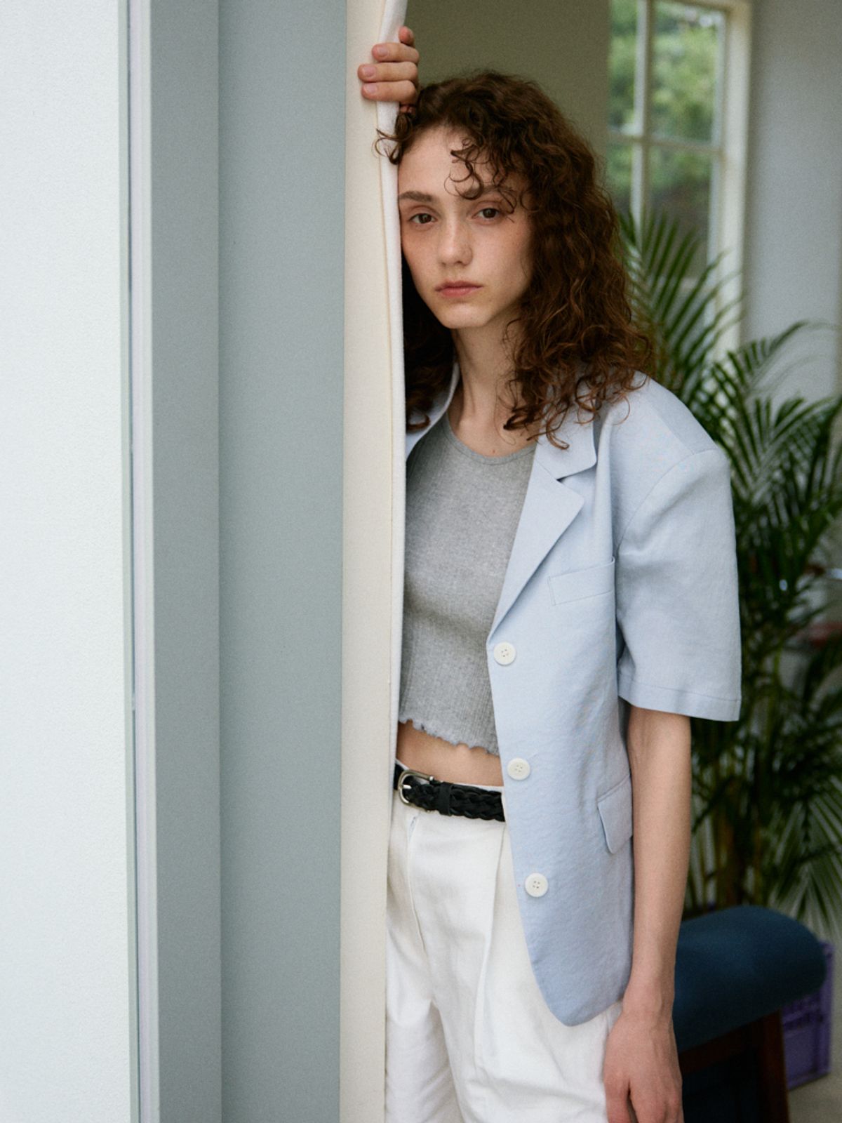 노우드(NOEUD) Rive linen jacket (Skyblue)