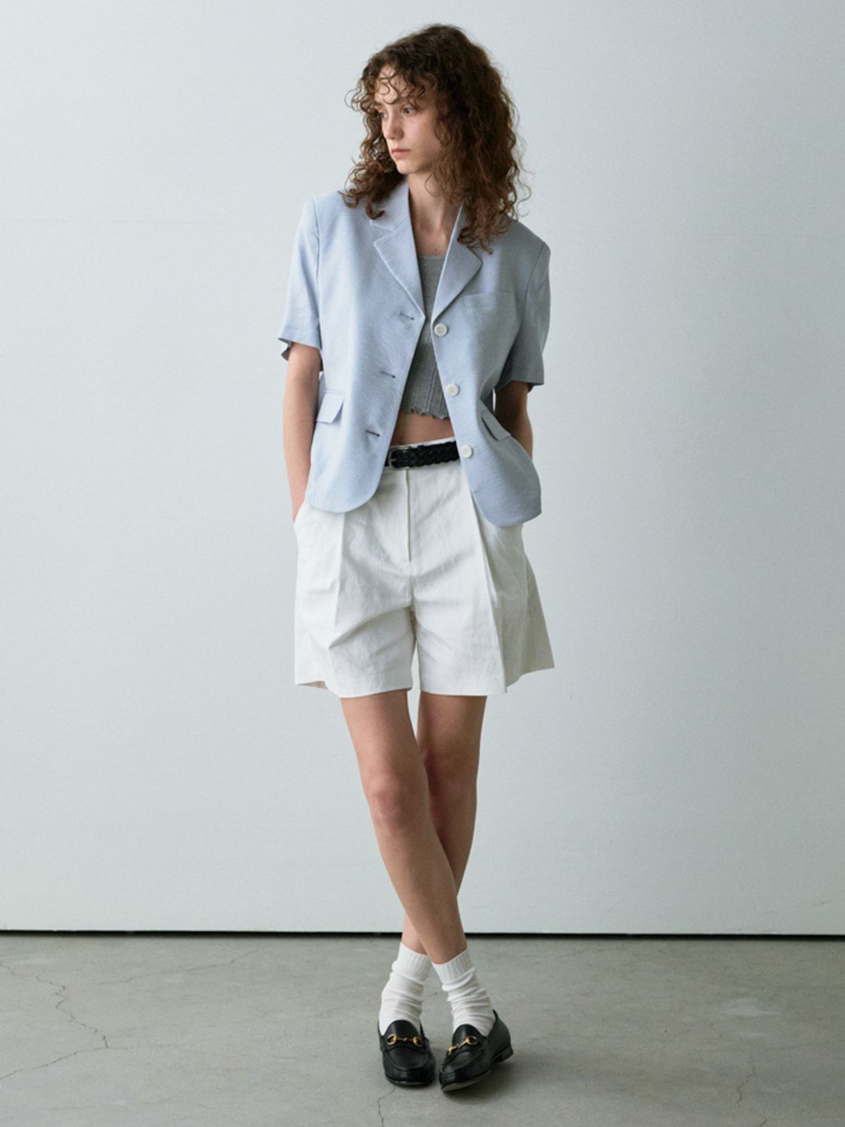 노우드(NOEUD) Rive linen jacket (Skyblue)