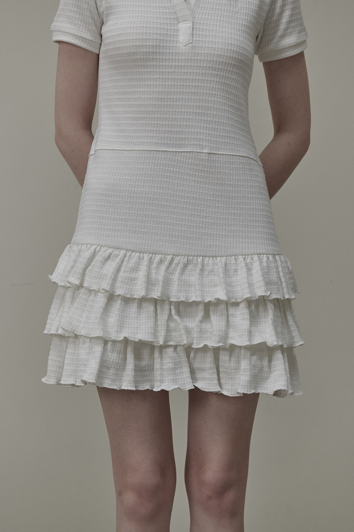 마우솔레움(MAU SOLEUM) Logo Embroidery Pk Cancan Dress - White