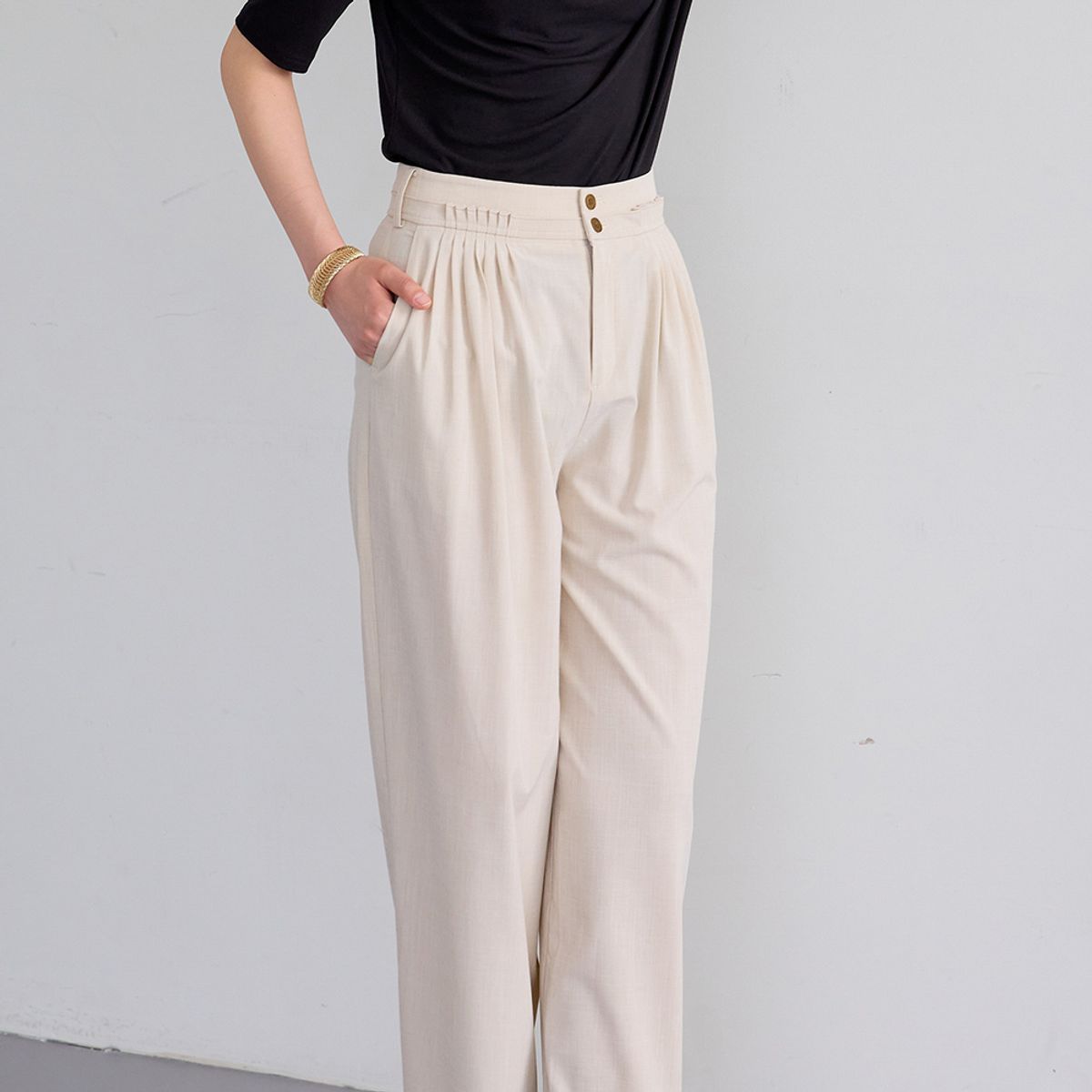 에이앤레이(AEIREI) AR_Double buckle loose pants_IVORY