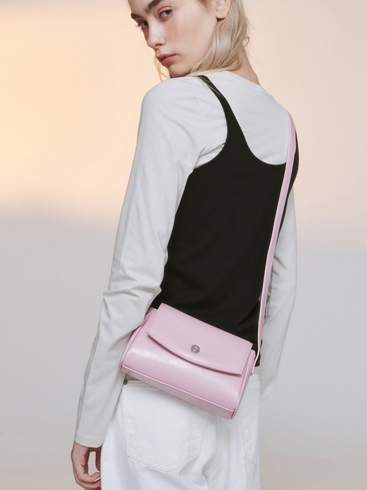 세미코드(SEMICODE) capture bag micro - crinkle light pink
