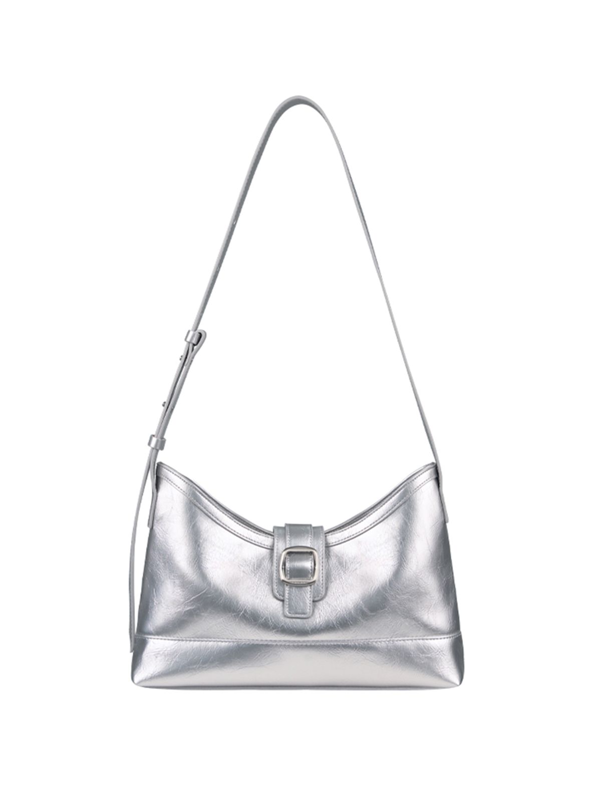 세미코드(SEMICODE) veil middle bag - crinkle silver