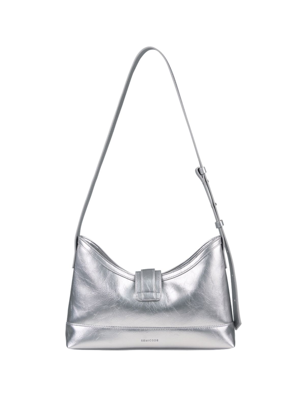 세미코드(SEMICODE) veil middle bag - crinkle silver