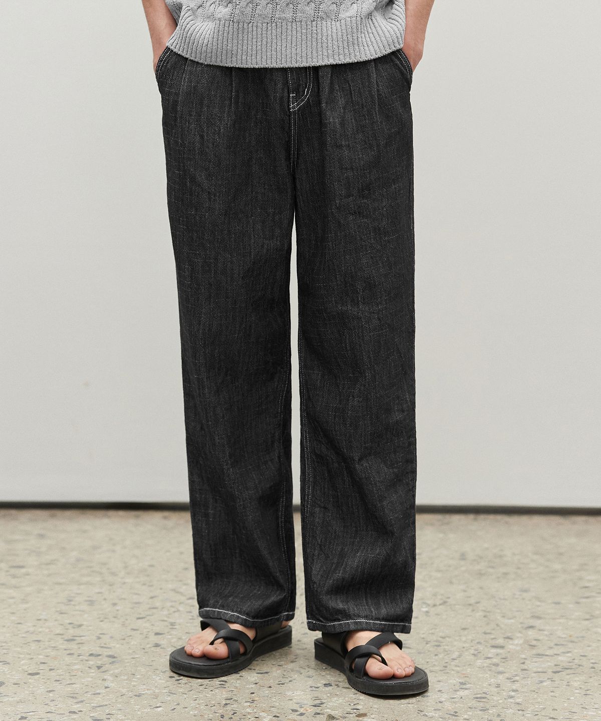 데케트(DECET) [2PACK][여름원단]2Pleats Wide Jeans DCPT005