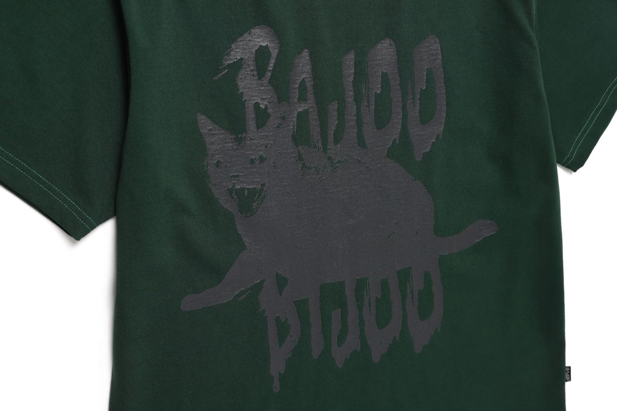 바쥬비쥬(BAJOO BIJOO) SCREAMING CAT T-SHIRT [GREEN]