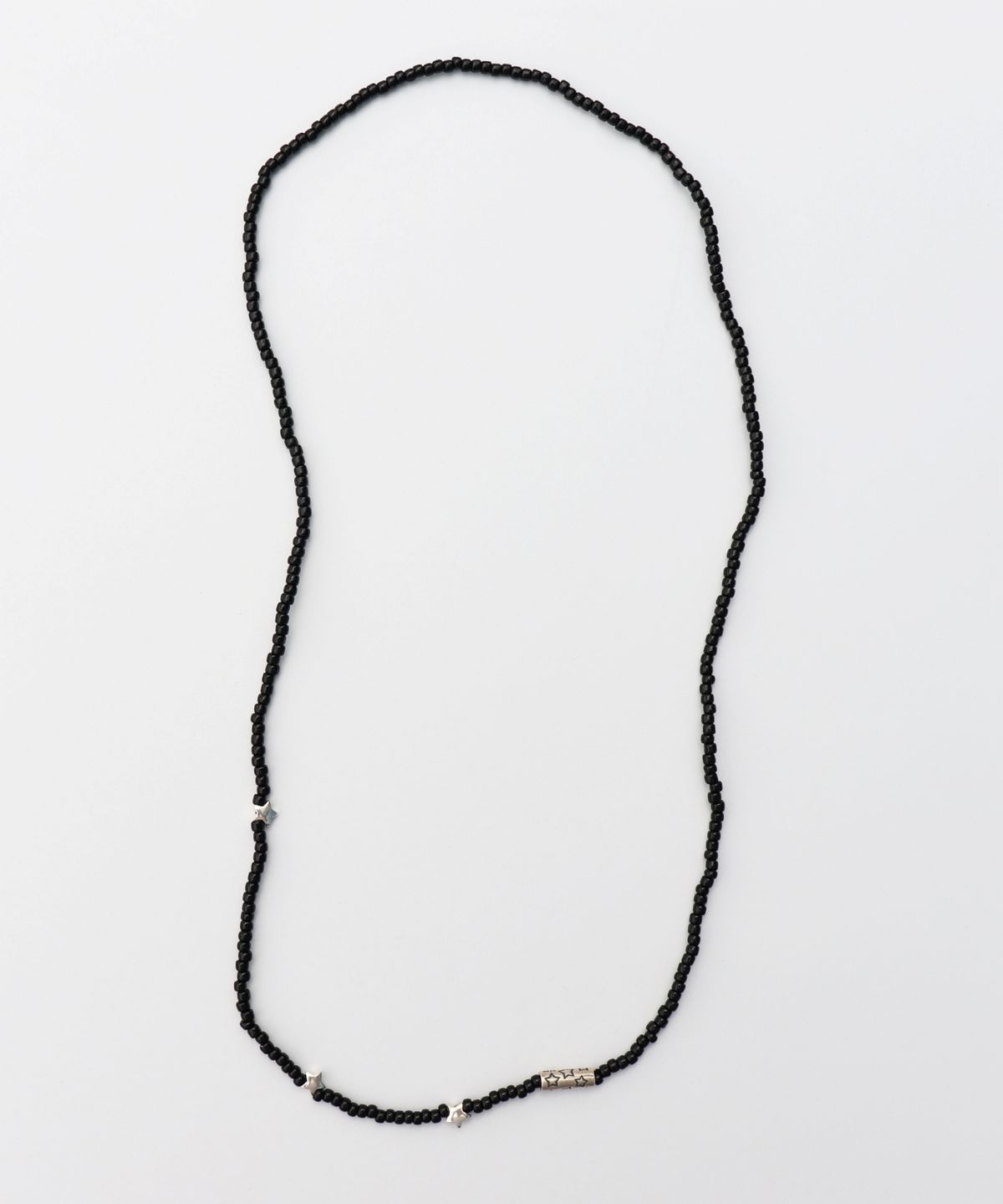 봉보(BONBEAU) Silver star charms black beads Necklace  실버 스타 별 참 블랙 비즈목걸이 롱 네크리스