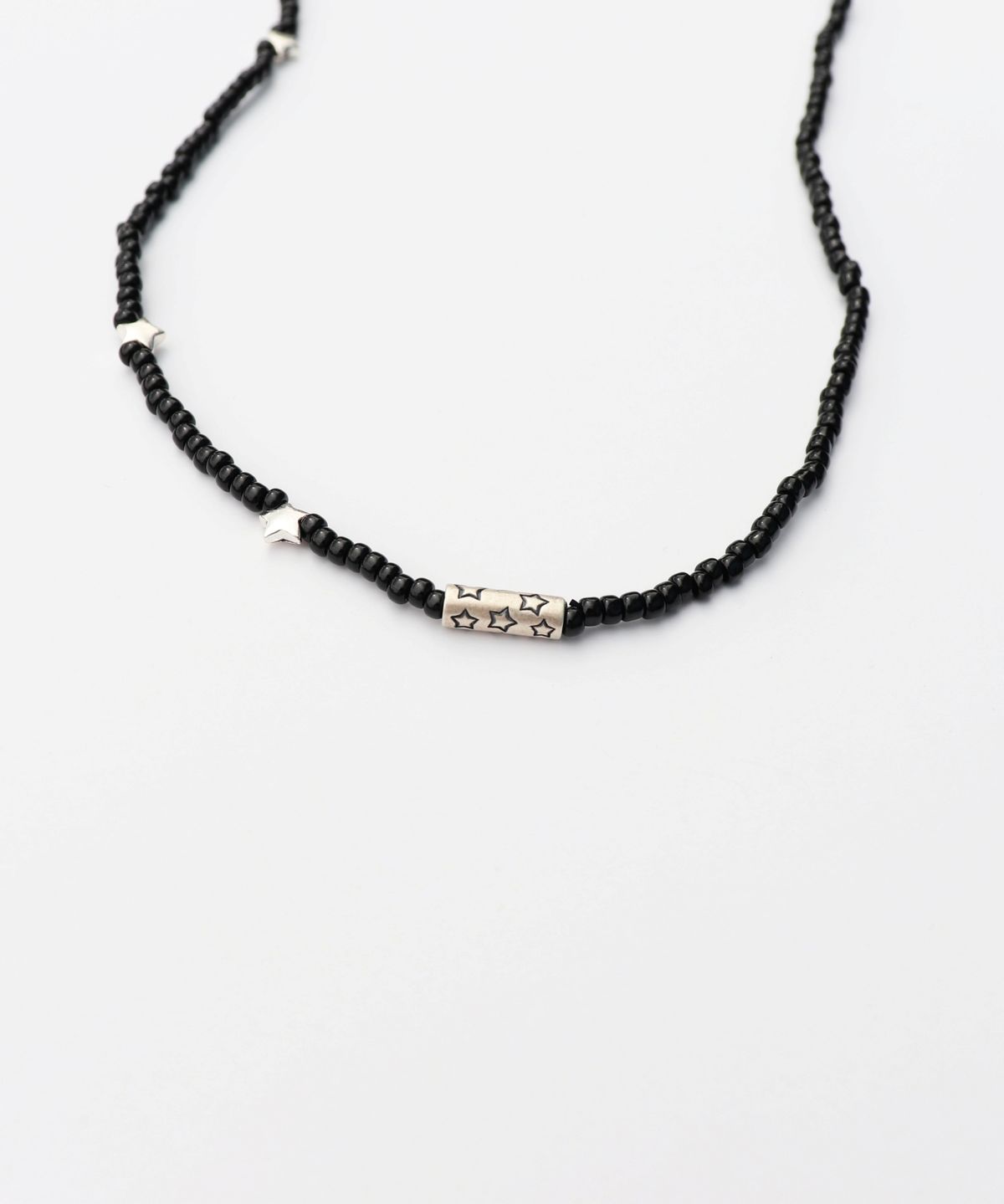 봉보(BONBEAU) Silver star charms black beads Necklace  실버 스타 별 참 블랙 비즈목걸이 롱 네크리스