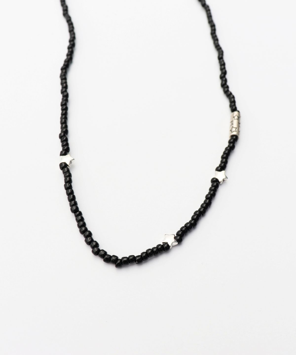 봉보(BONBEAU) Silver star charms black beads Necklace  실버 스타 별 참 블랙 비즈목걸이 롱 네크리스