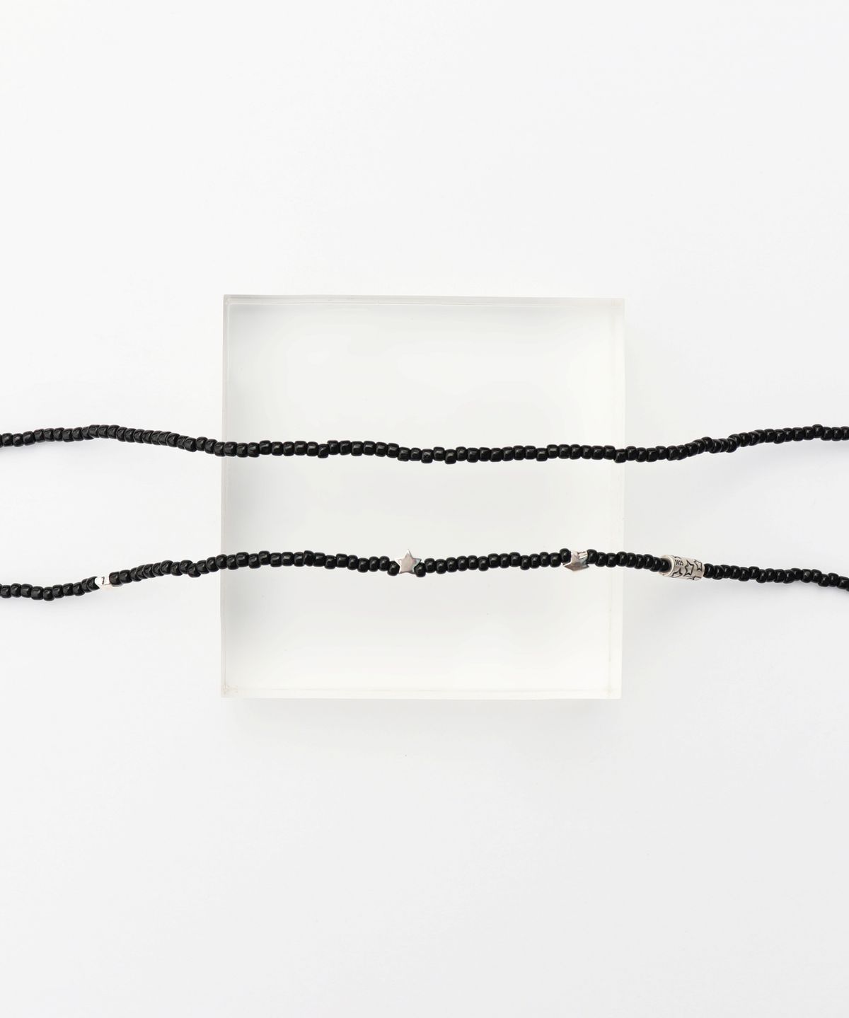 봉보(BONBEAU) Silver star charms black beads Necklace  실버 스타 별 참 블랙 비즈목걸이 롱 네크리스
