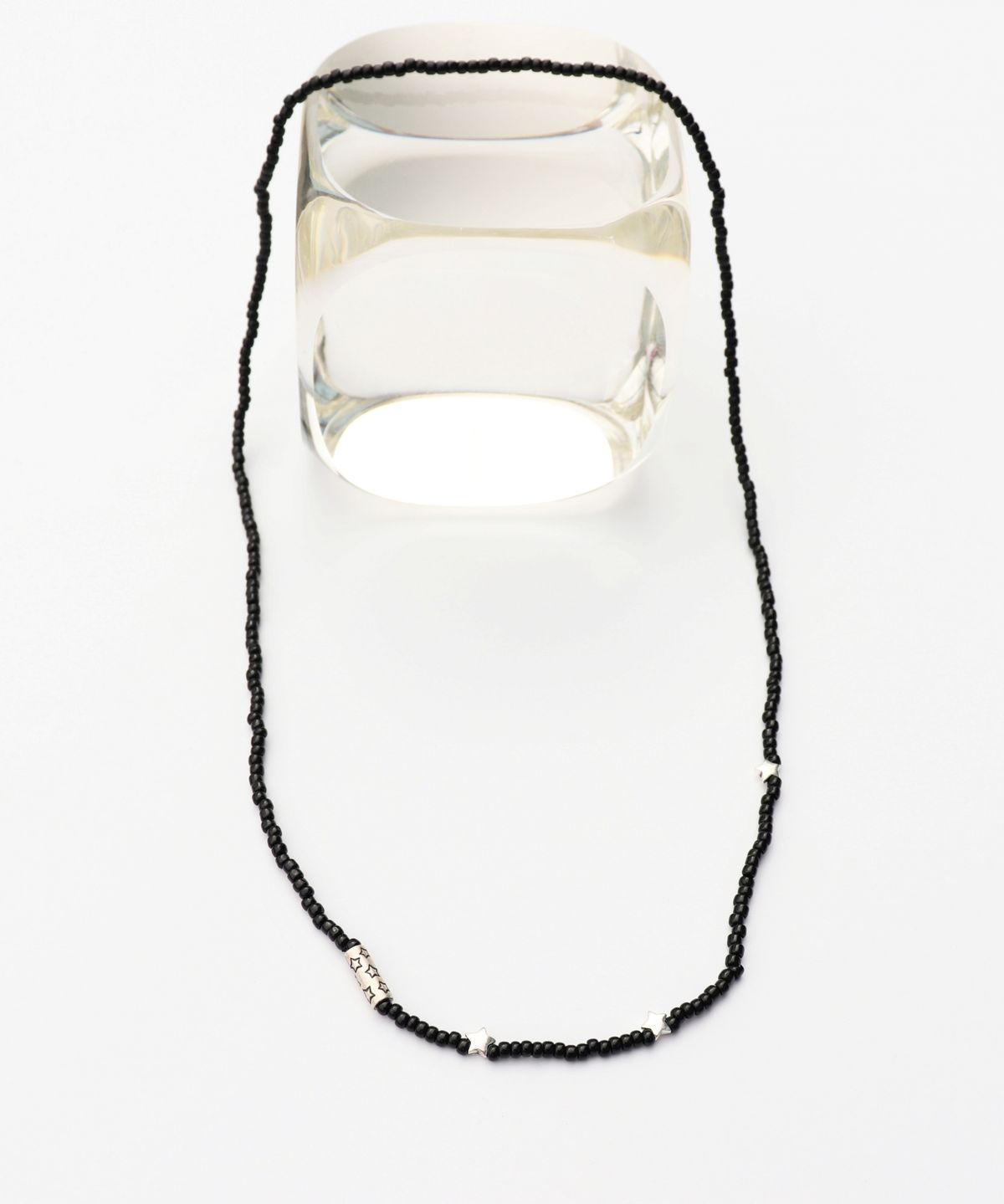 봉보(BONBEAU) Silver star charms black beads Necklace  실버 스타 별 참 블랙 비즈목걸이 롱 네크리스