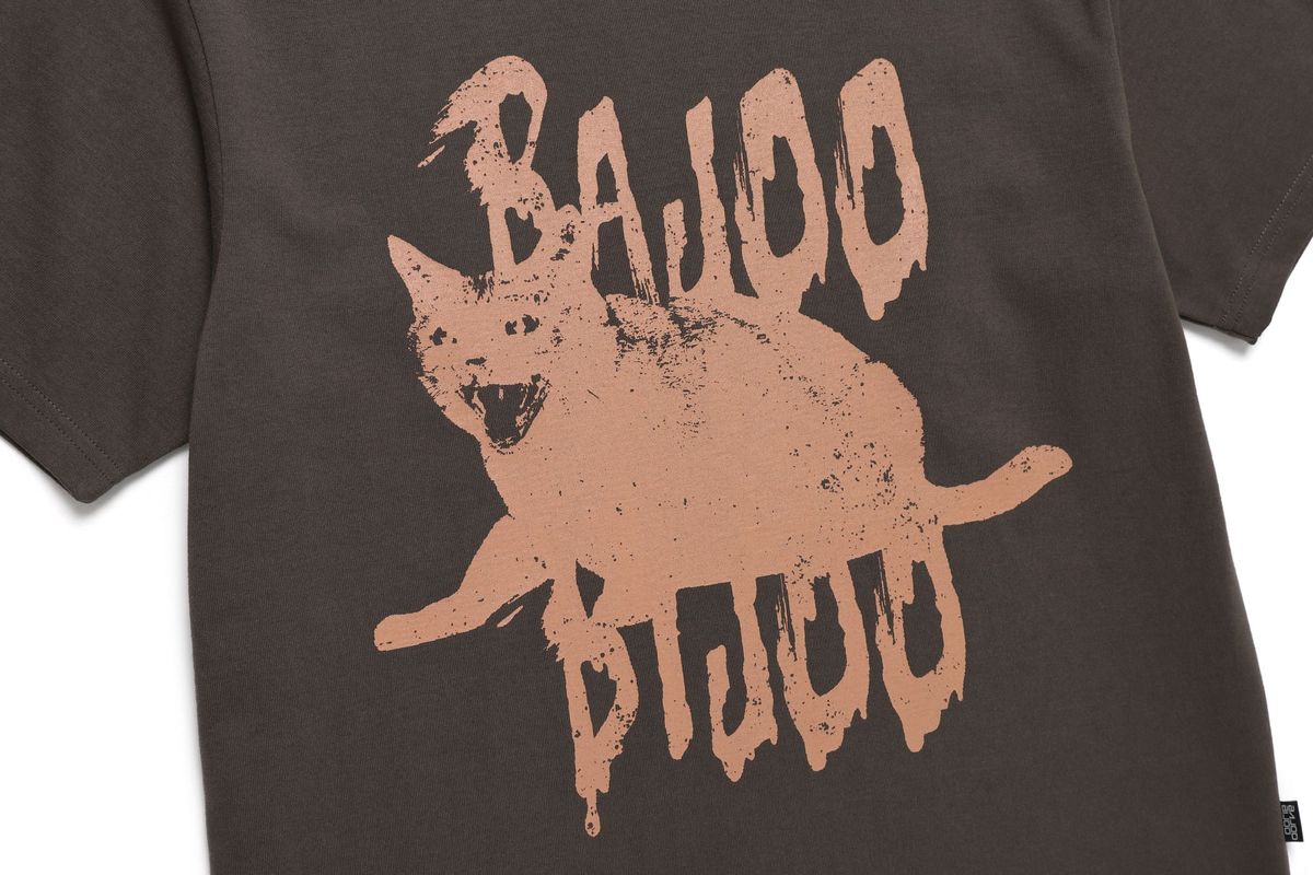 바쥬비쥬(BAJOO BIJOO) SCREAMING CAT T-SHIRT [BROWN]