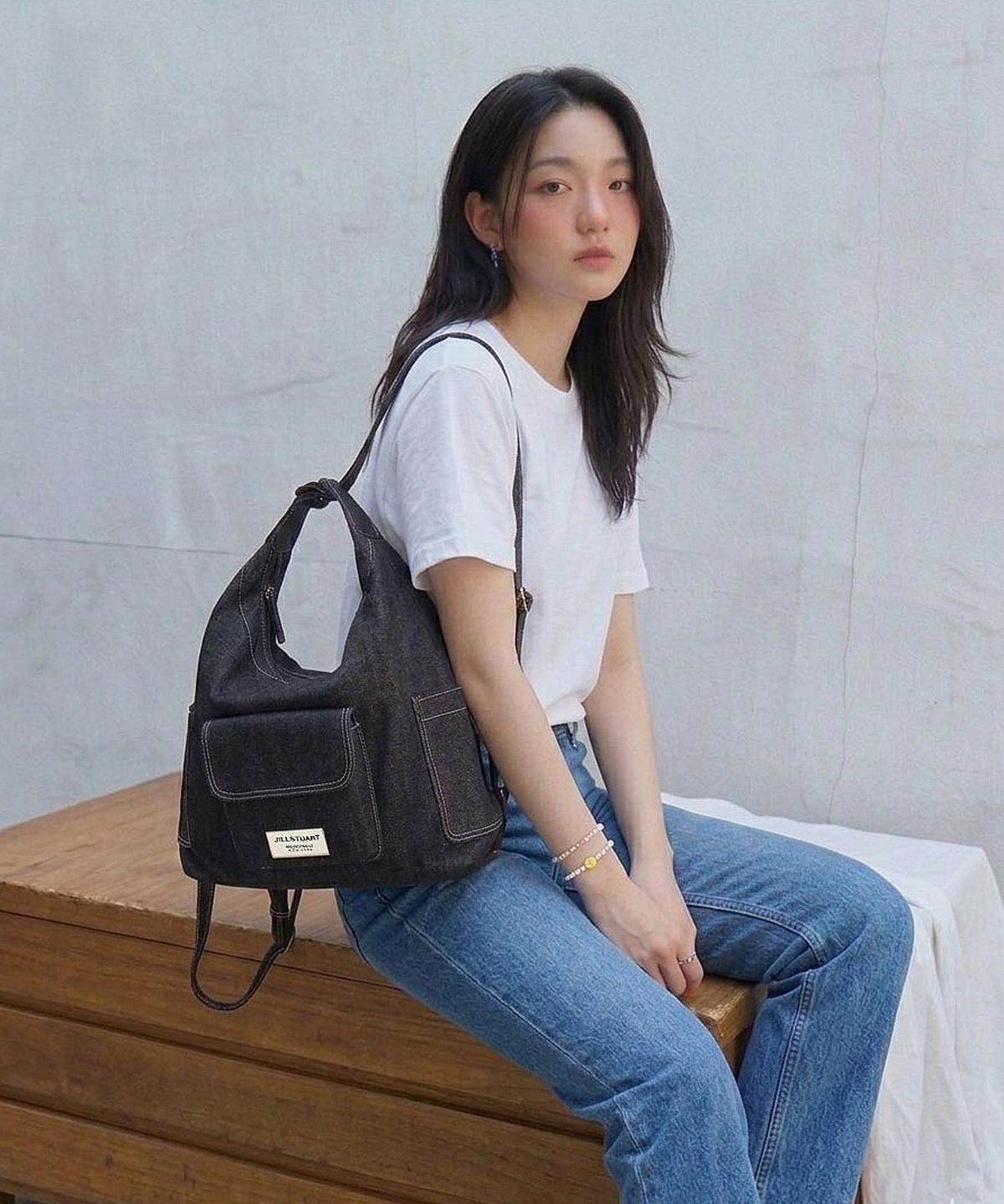 질스튜어트액세서리(JILLSTUART ACC) [젤라또] 스티치 장식 호보 숄더 겸 백팩 2color