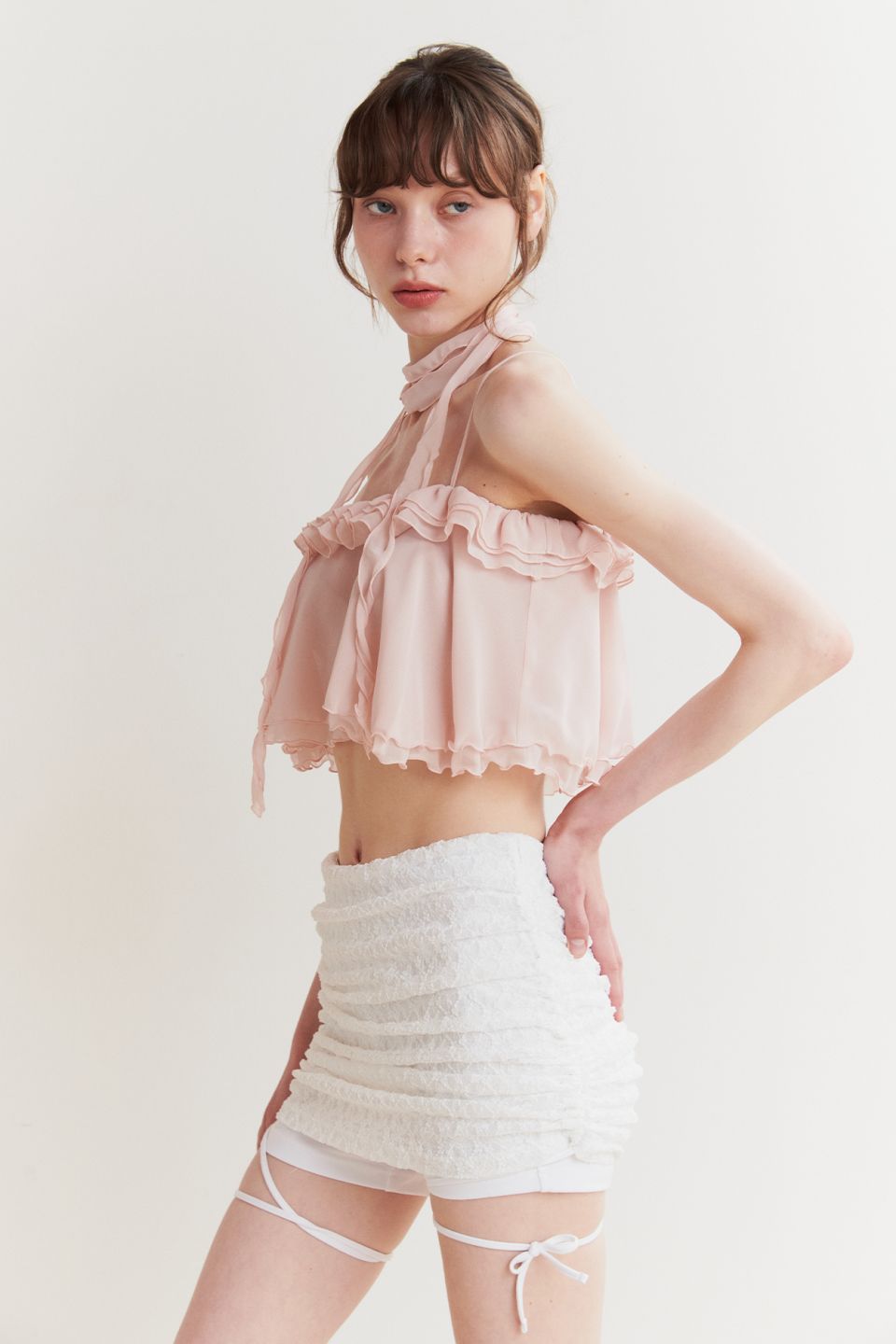 MUSINSA | PAINORPLEASURE LILY SCARF TOP pink