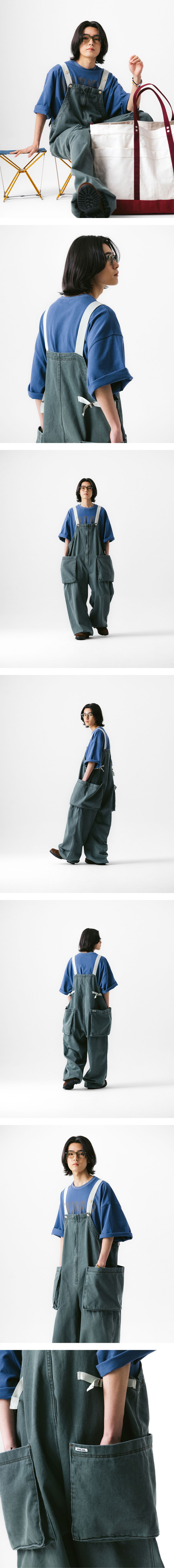 MUSINSA | ANGLAN Side Pocket Twill Balloon Overall - Khaki
