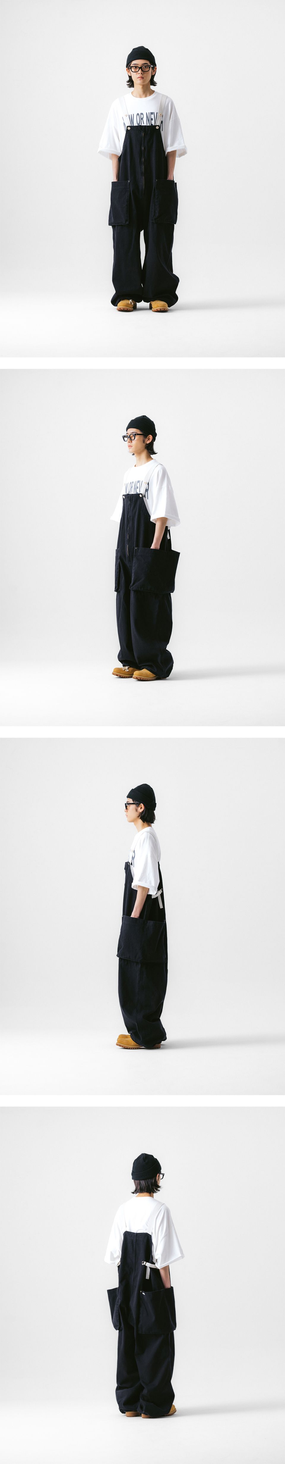 MUSINSA公式 | ANGLAN Side Pocket Twill Balloon Overall - Black