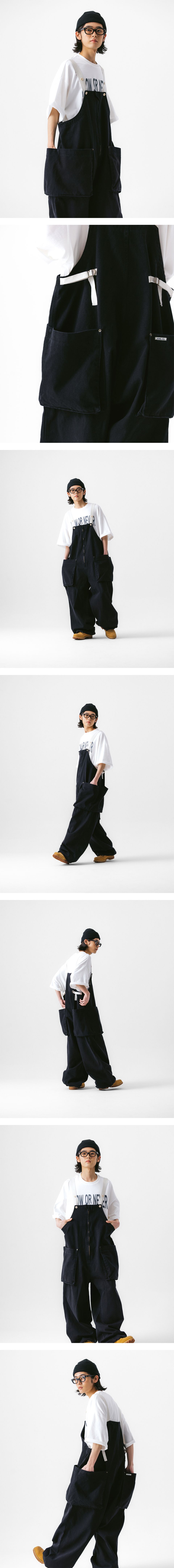 MUSINSA公式 | ANGLAN Side Pocket Twill Balloon Overall - Black