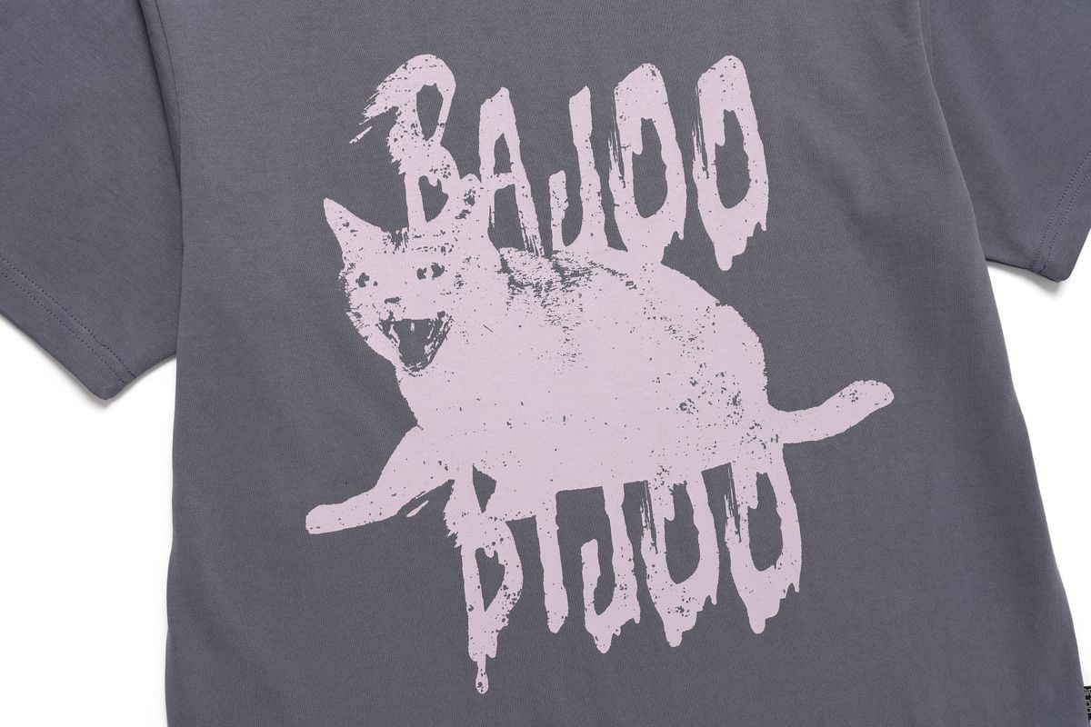 바쥬비쥬(BAJOO BIJOO) SCREAMING CAT T-SHIRT [DARK BLUE]