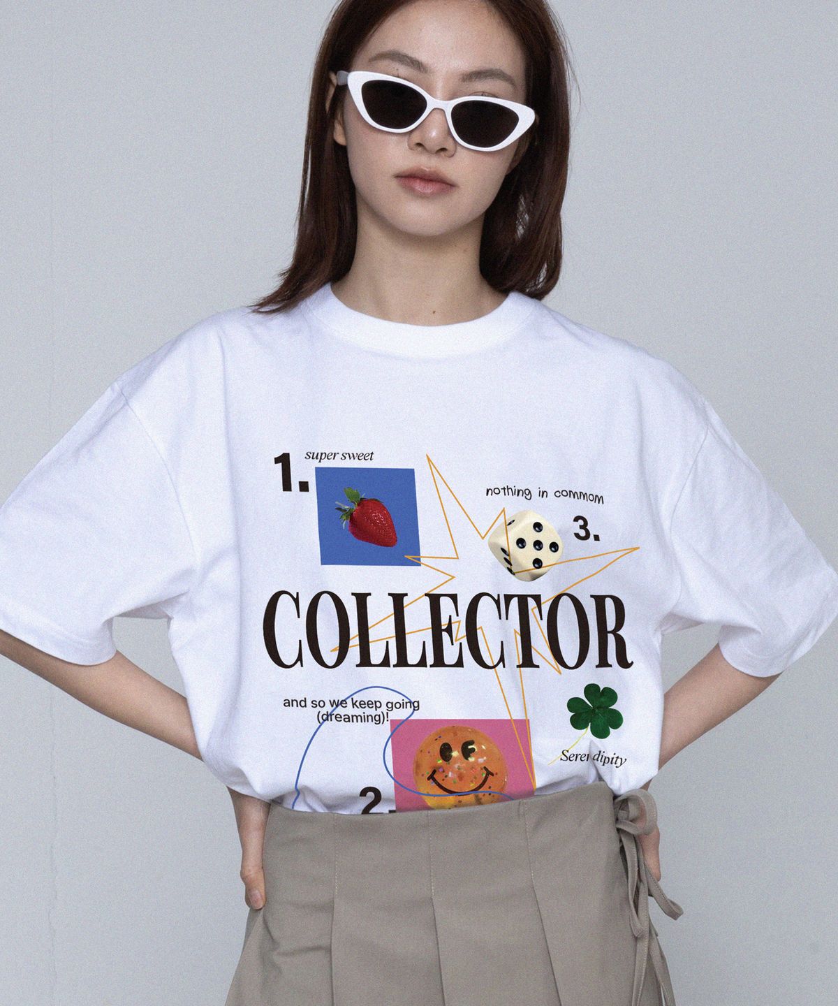 그레이버(GRAVER) [UNISEX]G NO.2 콜라주 반팔티_화이트