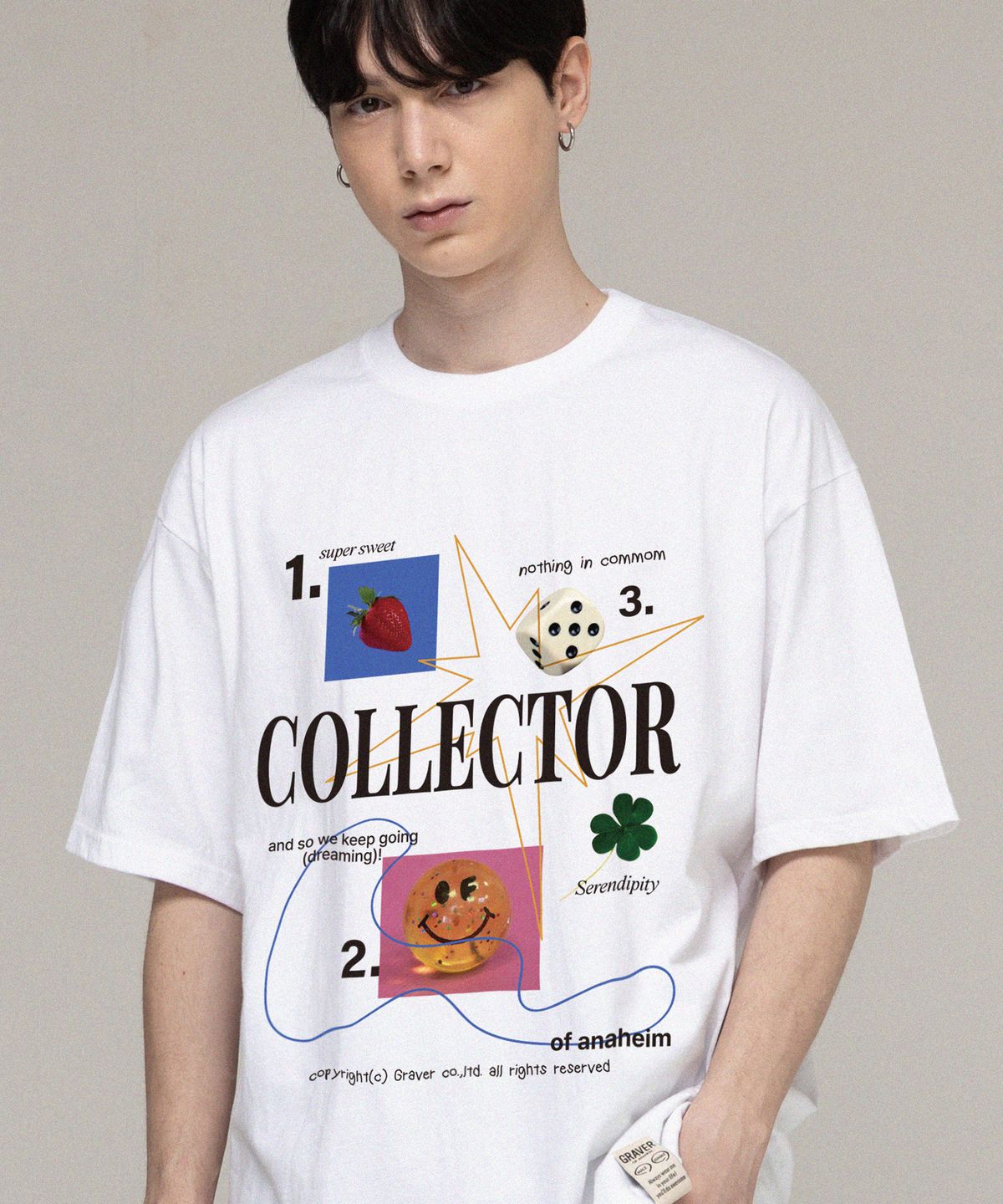 그레이버(GRAVER) [UNISEX]G NO.2 콜라주 반팔티_화이트