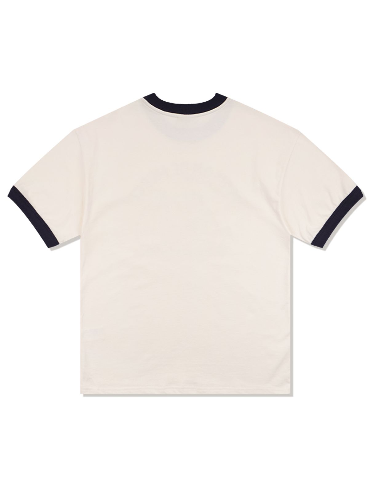 라 메종 스튜디오(LA MAISON STUDIO) UNISEX 오버핏 퍼피서핑 링거 반소매 티셔츠 크림네이비(FCE2TS401M)