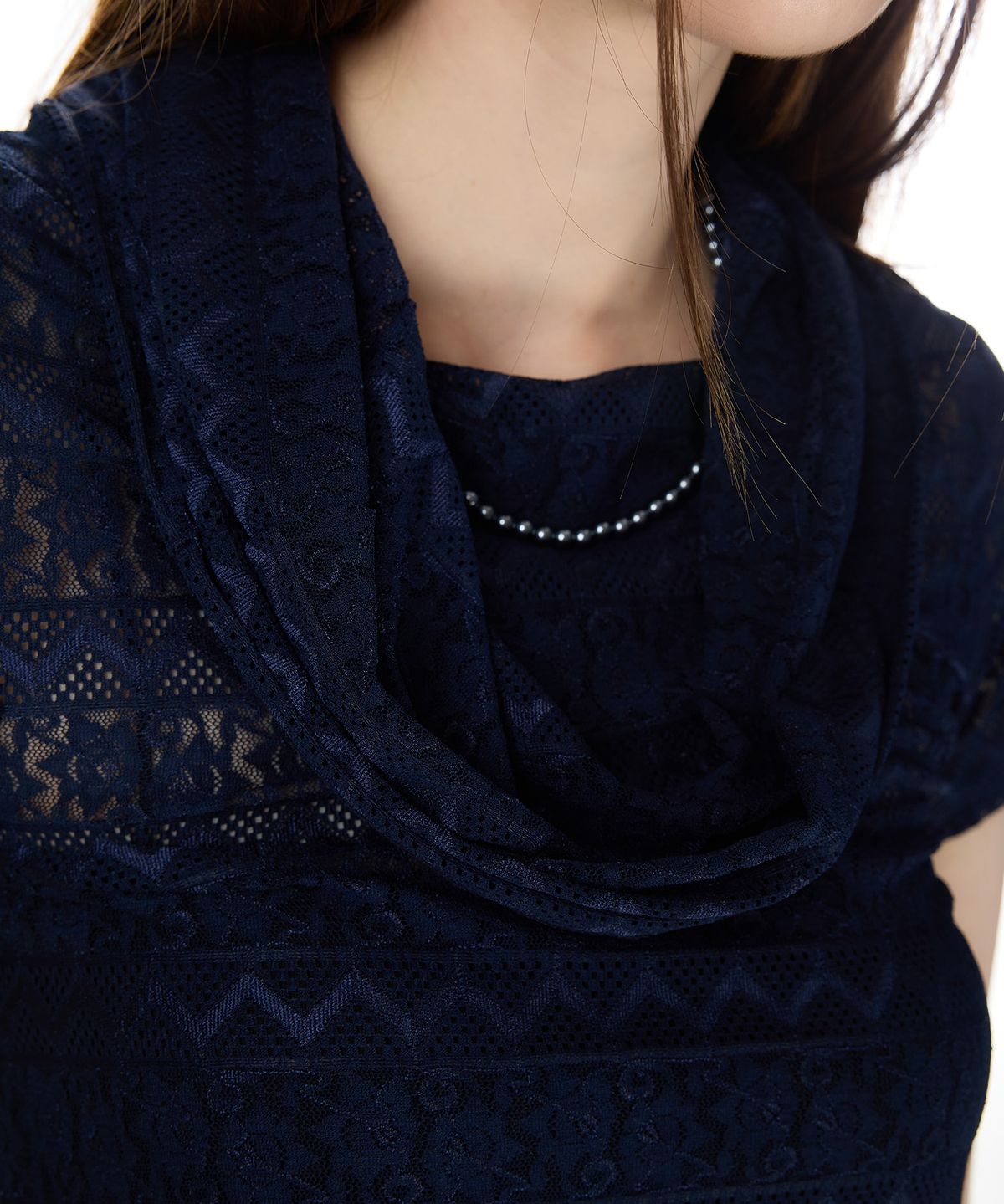 라티젠(LARTIGENT) L12 COWL LACE T-SHIRT(NAVY)