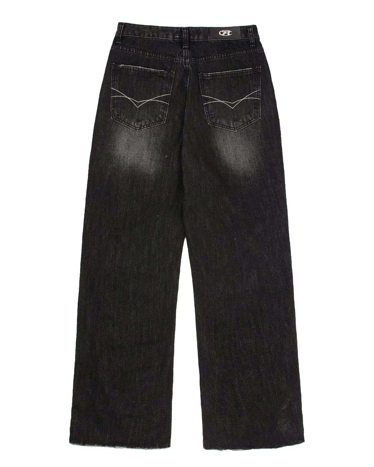 락케이크(ROCKCAKE) Pia Damage Wide Jeans - Beige Black