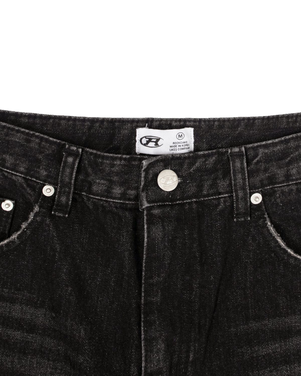 락케이크(ROCKCAKE) Pia Damage Wide Jeans - Beige Black
