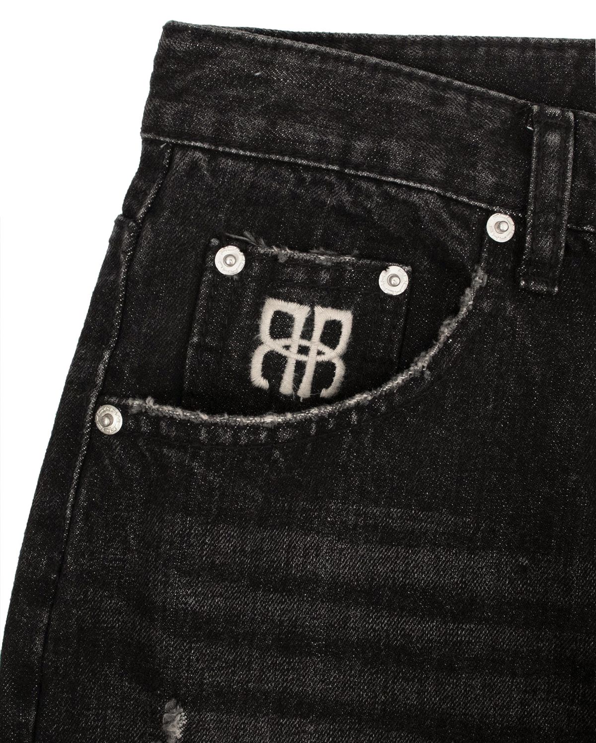 락케이크(ROCKCAKE) Pia Damage Wide Jeans - Beige Black
