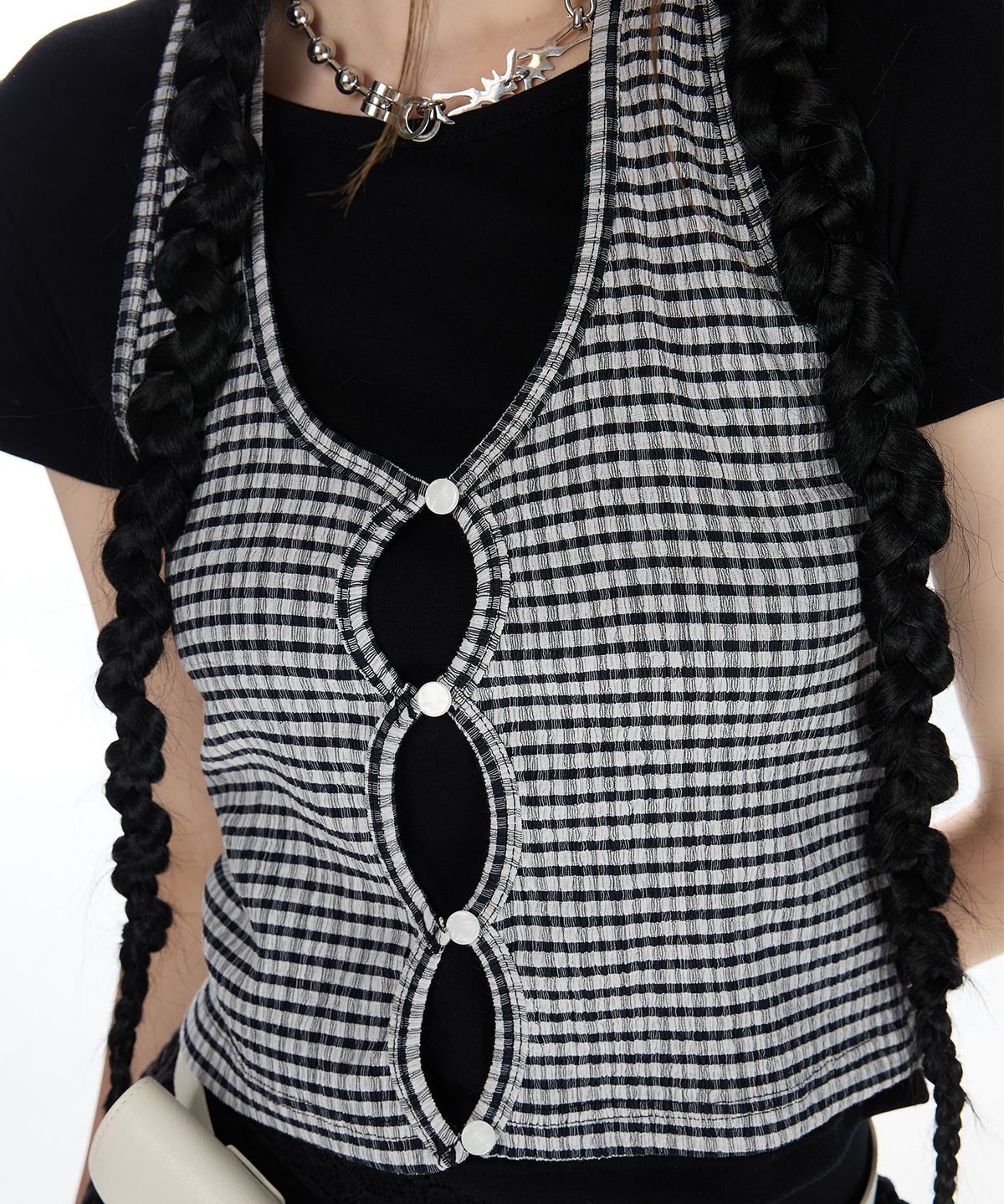 라티젠(LARTIGENT) L12 CHECK HALTER T-SHIRT SET(BLACK)