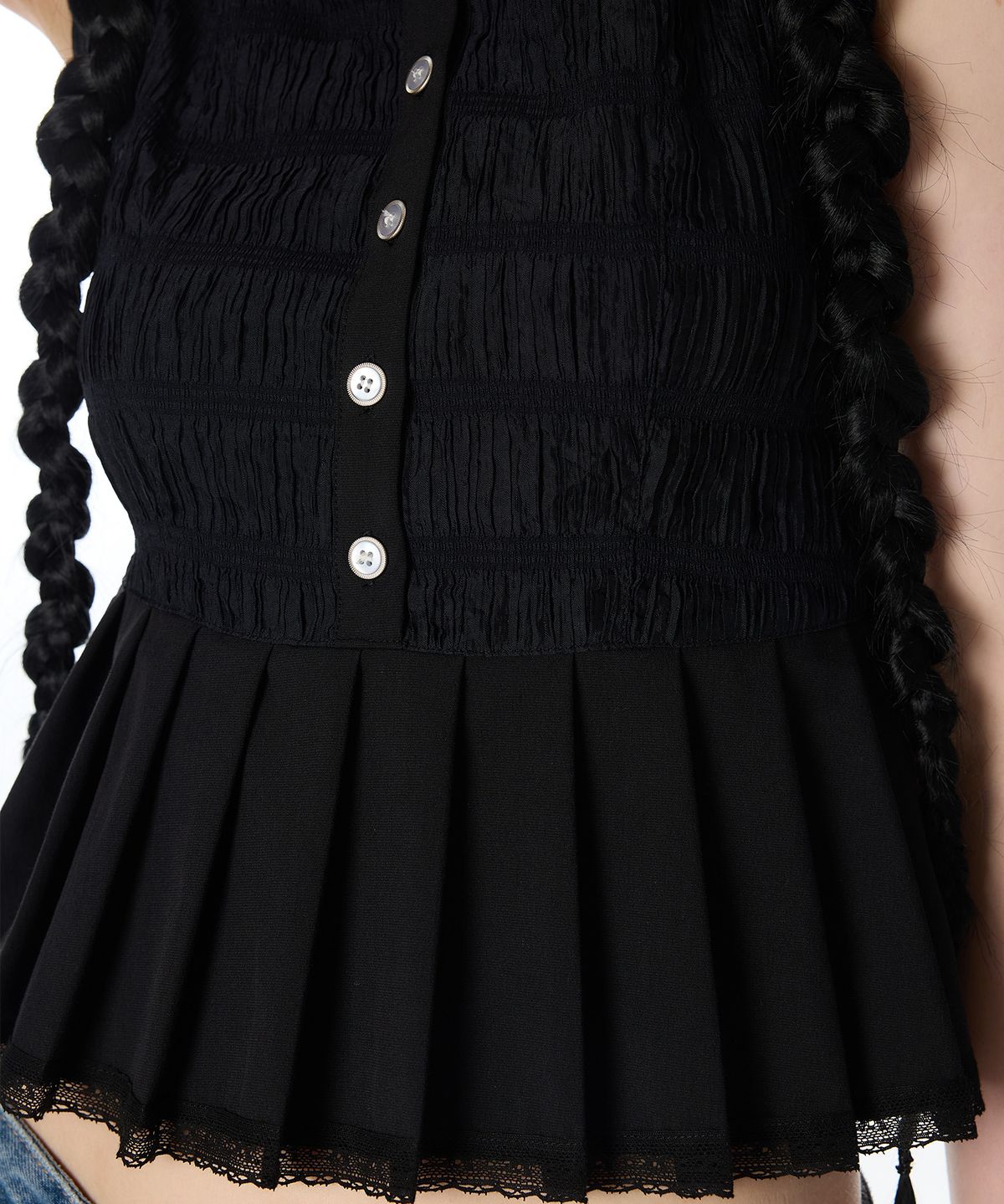 라티젠(LARTIGENT) L12 PLEATS SLEEVELESS(BLACK)