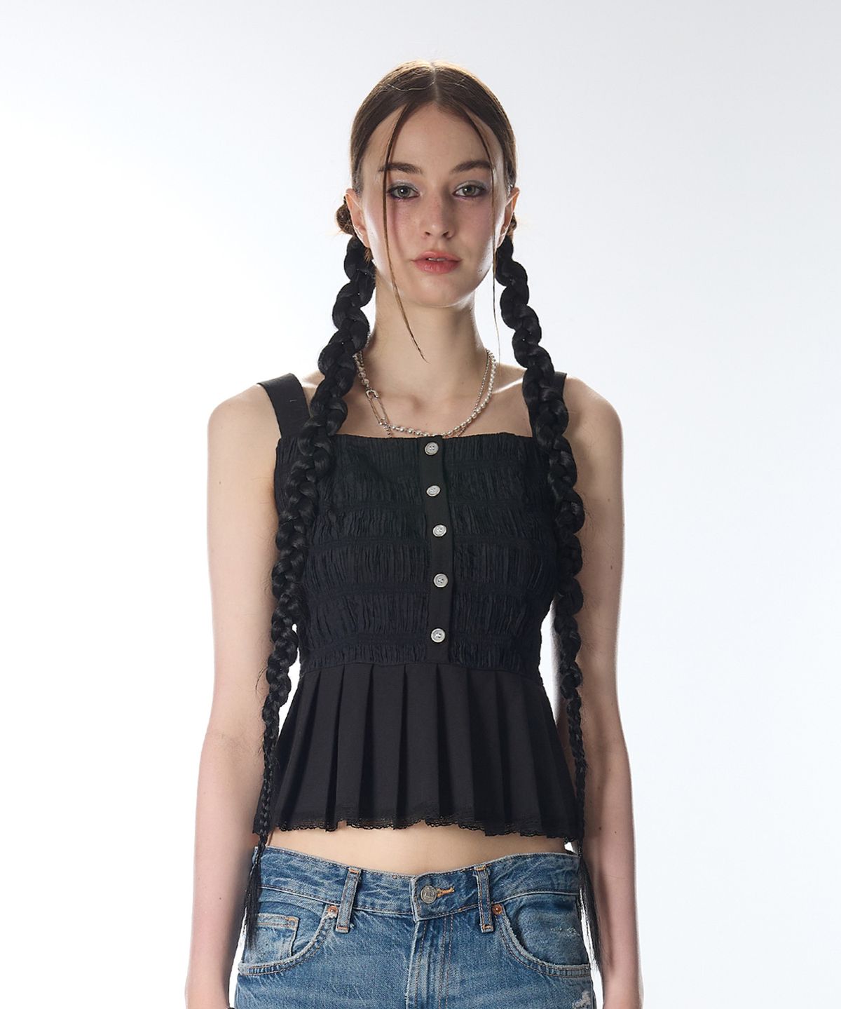 라티젠(LARTIGENT) L12 PLEATS SLEEVELESS(BLACK)