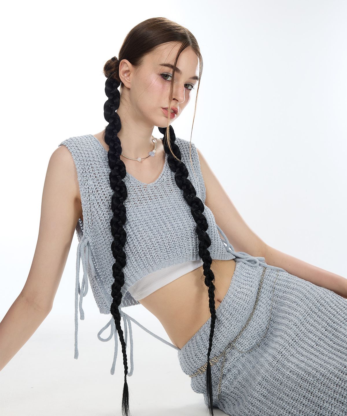 라티젠(LARTIGENT) L12 KNIT COVER UP SET(SKY BLUE)