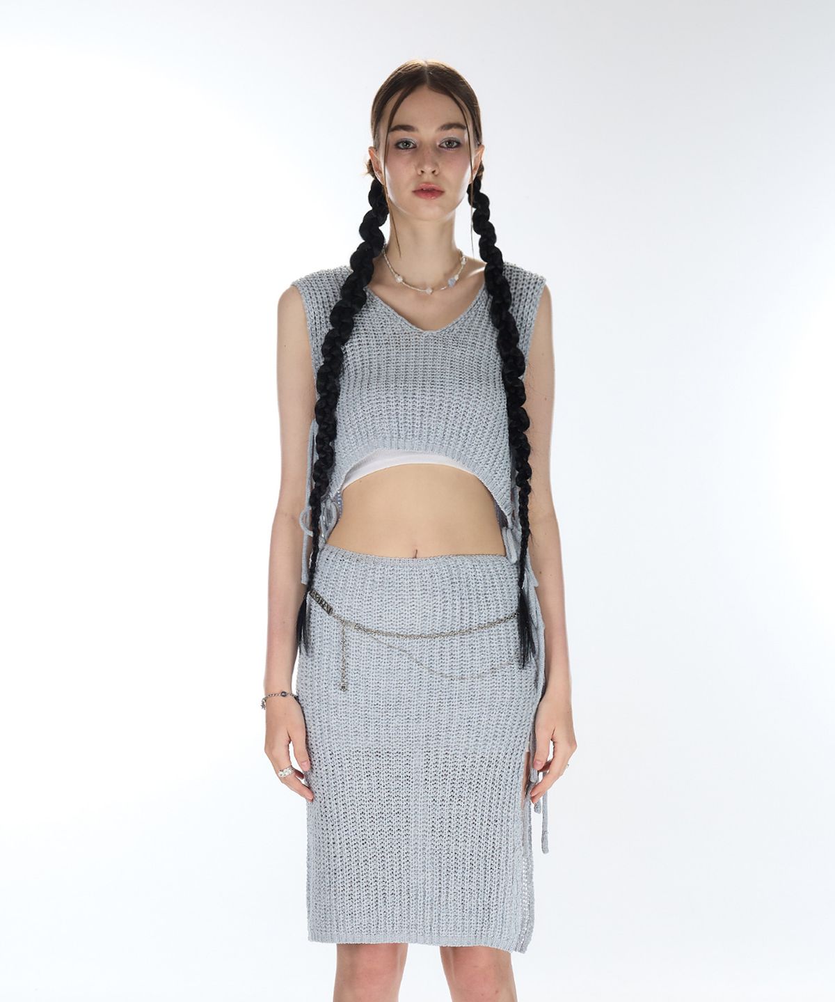 라티젠(LARTIGENT) L12 KNIT COVER UP SET(SKY BLUE)