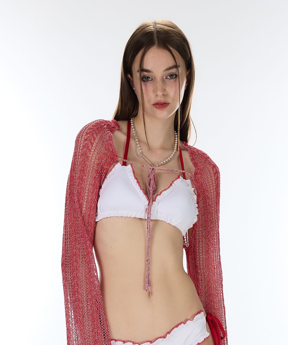 라티젠(LARTIGENT) L12 BOLERO CARDIGAN(RED)